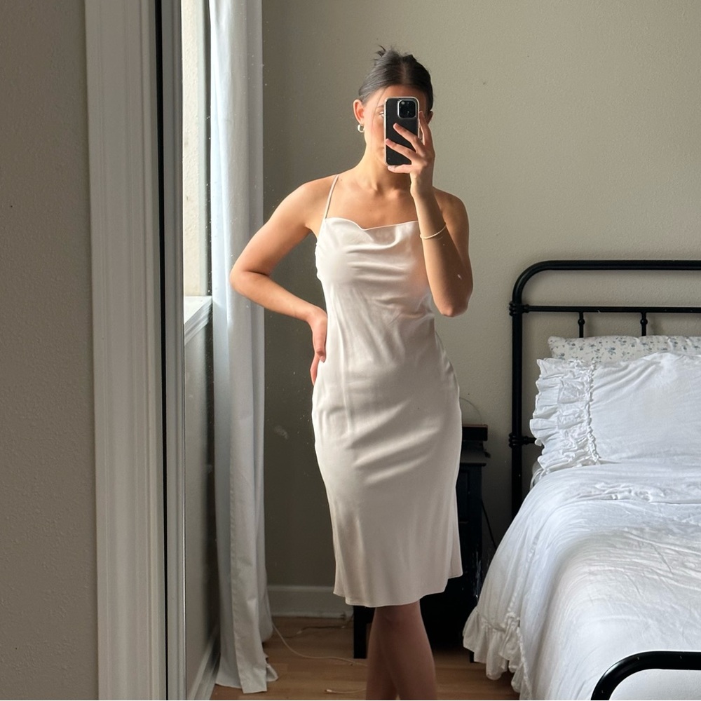 Express champagne cowl neck slip dress size small